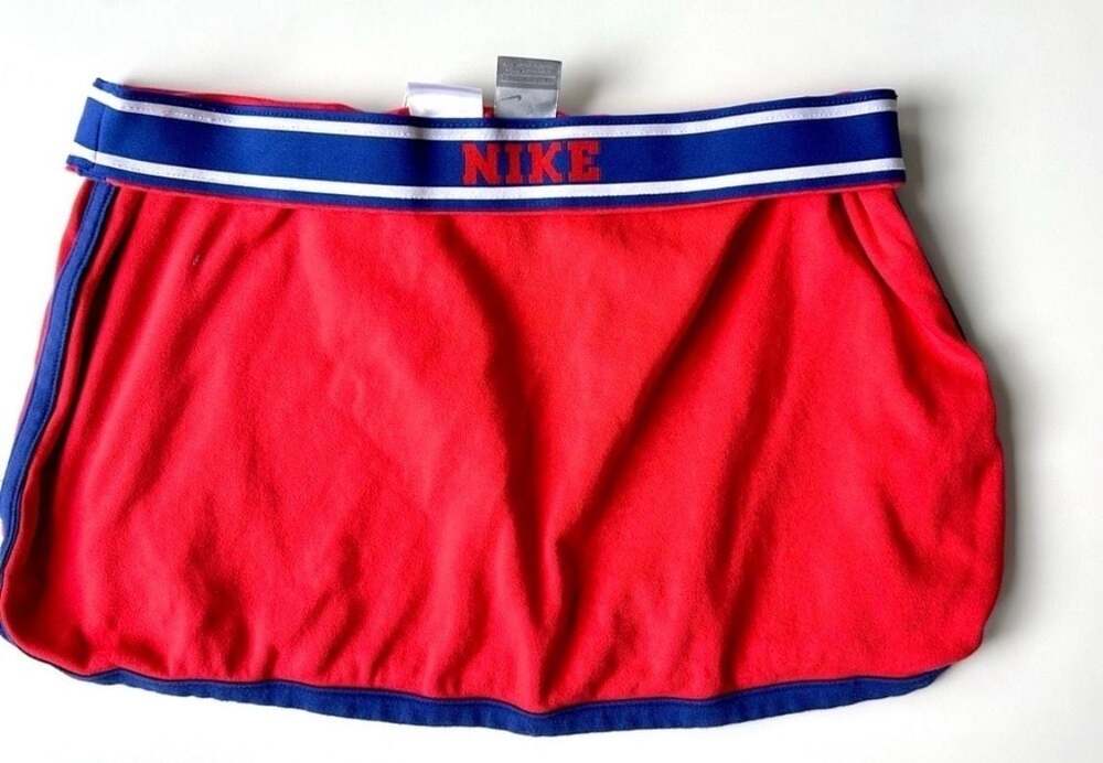 Vintage Nike Red and Blue Striped Elastic Waist Sport Skirt
